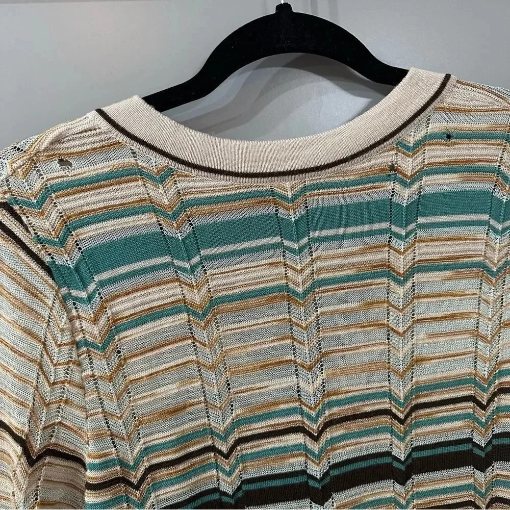 M Missoni Dress Multicolor Knitted V-Neck Long Sleeve Beach Dress Wool Size 8 - Picture 8 of 10